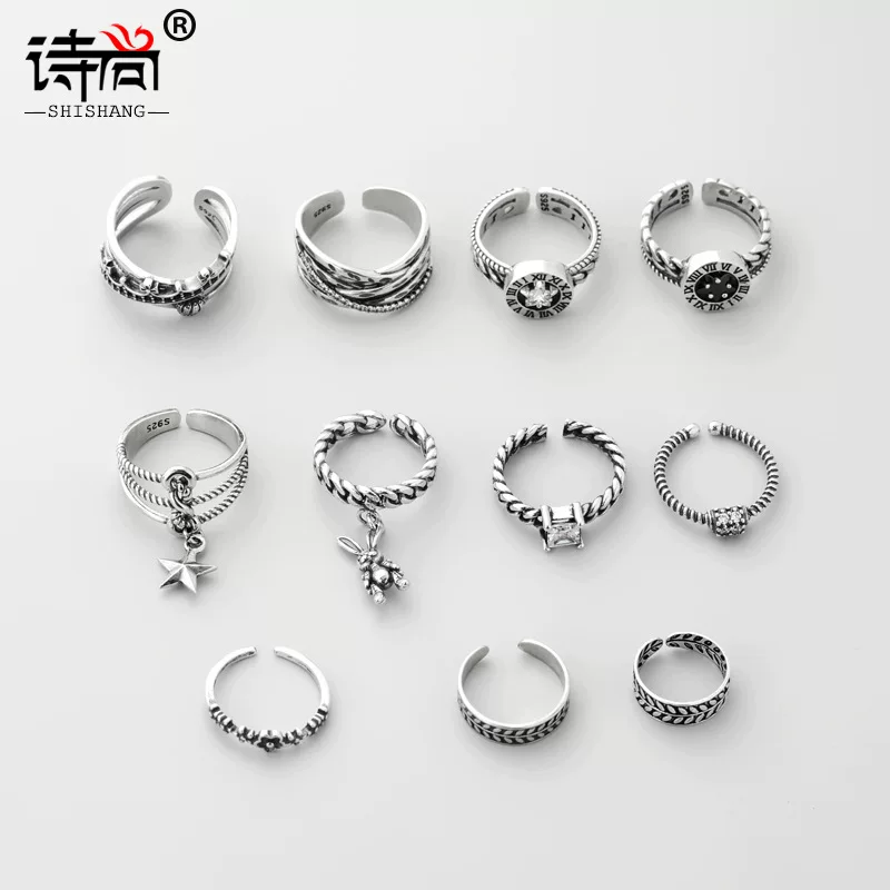 Fashionable ring, retro zirconium, silver 925 sample