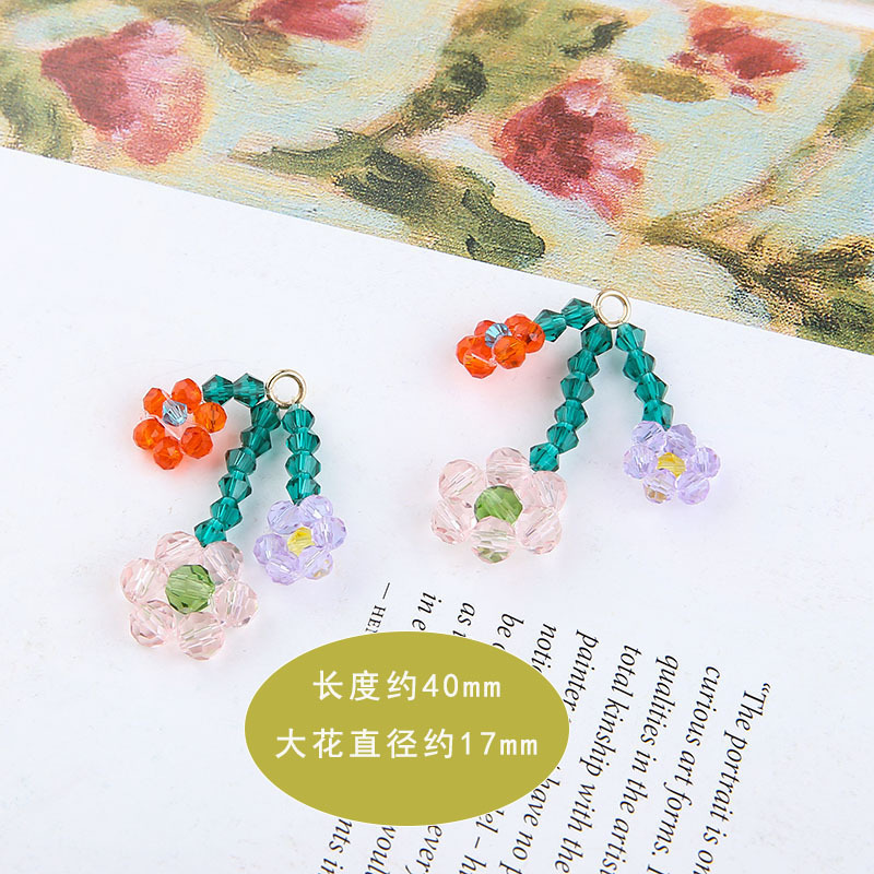 10 Piezas/Paquete Cristal De Imitación Vidrio Flor Fresa Colgante display picture 14