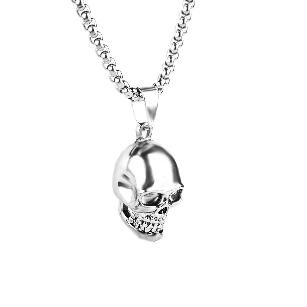 欧美项链复古 2021不锈钢骷髅不锈钢项链跨境吊坠详情图7