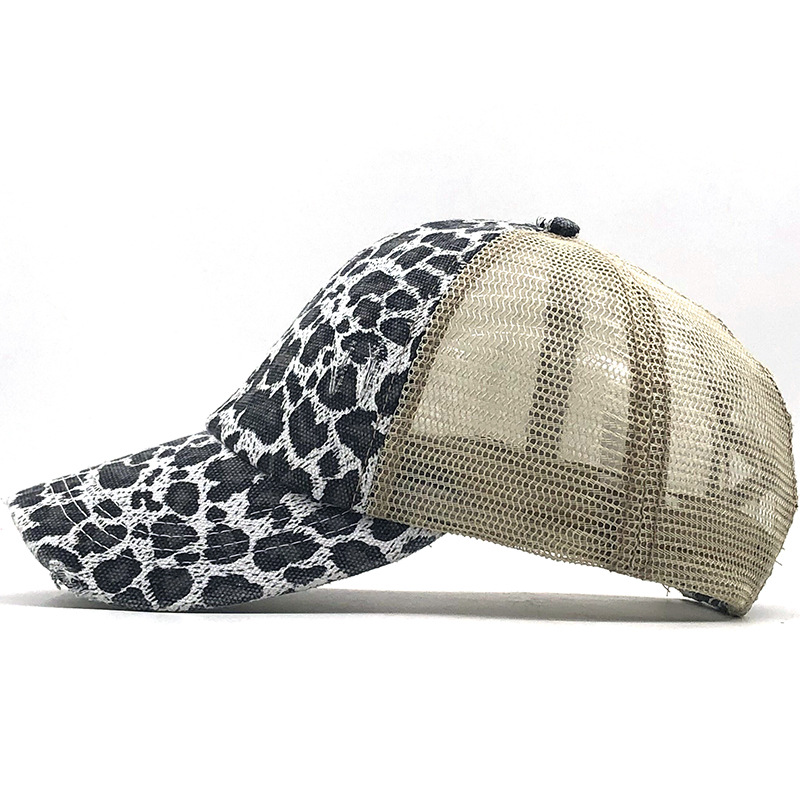 Leopard Print Horsetail Mesh Breathable Thin Sunscreen Baseball Cap Wholesale Nihaojewelry display picture 8