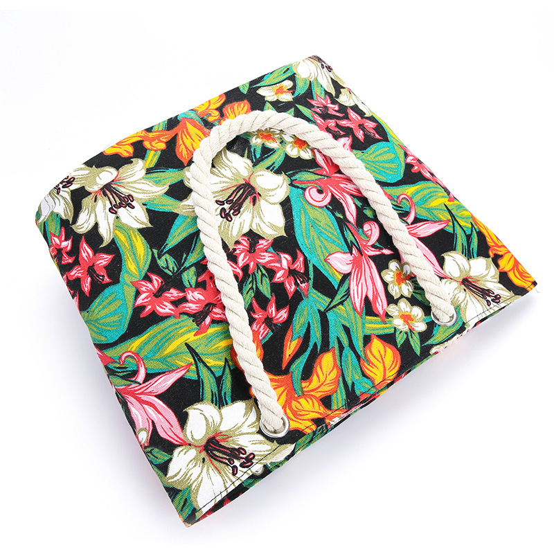 Double Shoulder Straps Strap Type Shoulder Bag Bags Type Women's Large Cotton Flower Beach Open Shoulder Bag