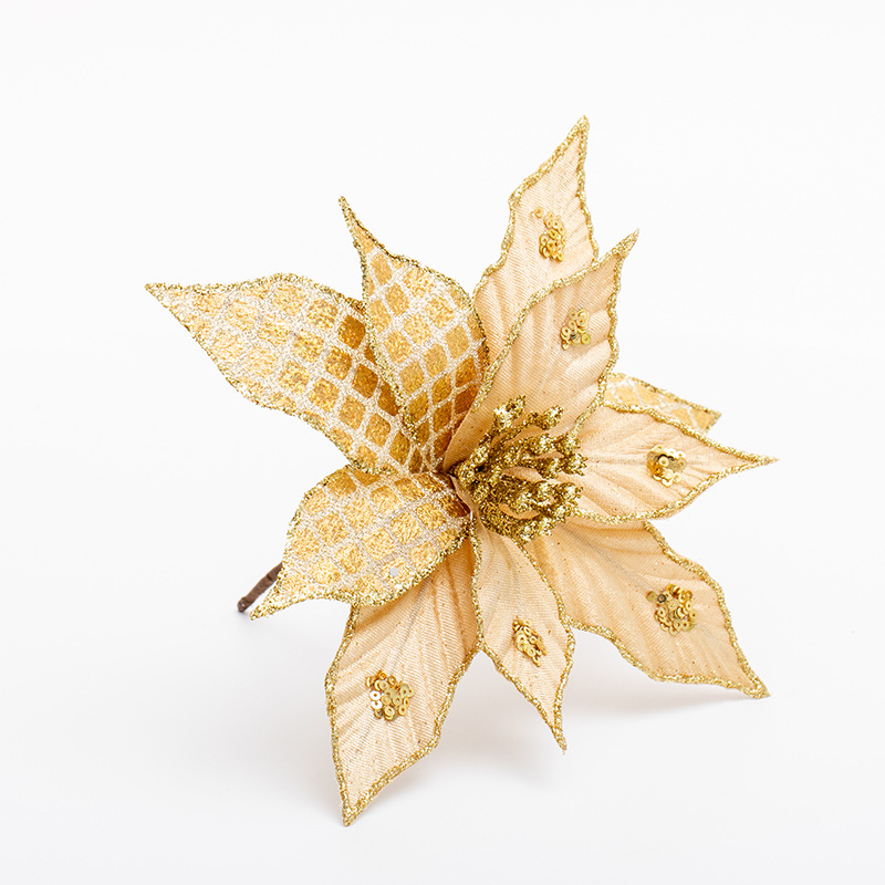 30cm gran flor de Navidad oro plata rojo decoración de Navidad corolla de flores de caña simulación decoración de flores falsas
