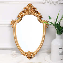 欧式ins复古宫廷壁挂镜浮雕家居装饰镜台式美容美妆镜挂饰浴室镜