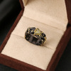 Fashionable ring, two-color stone inlay, wish, Aliexpress, European style