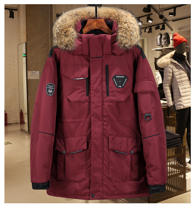 Herren Mantel Jacke mittellang beliebte Arbeitsjacke abnehmbare Kapuze große Größe Manteloberteil 5858_voghion.com