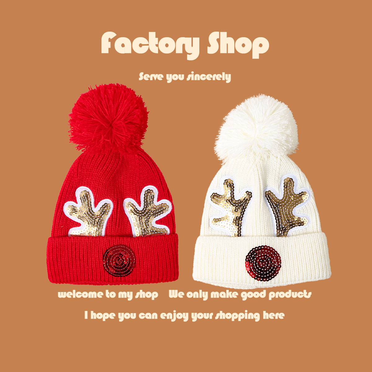 Children's Christmas Deer Knit Hat display picture 1