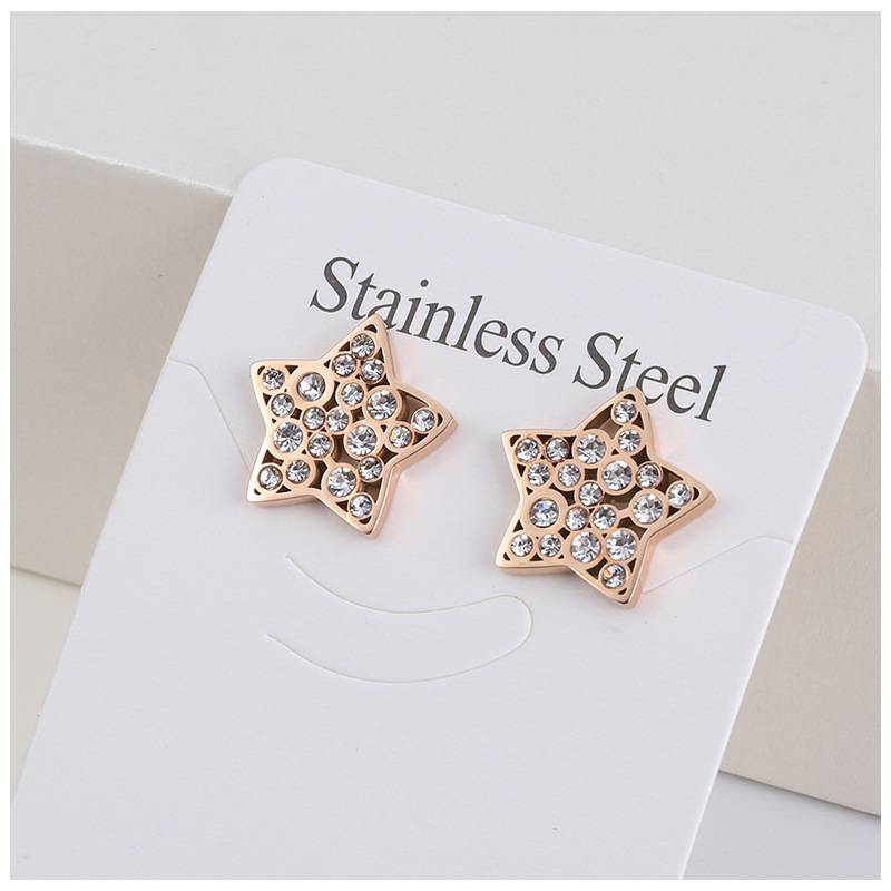 五角星对称镶钻星星耳环 女气质韩国个性时尚冷淡风耳环