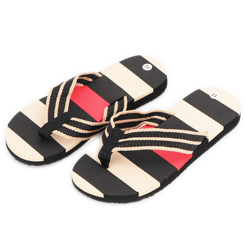 Summer men's striped color-blocked beach casual flip-flops indoor and outdoor non-slip slippers wholesale and retail