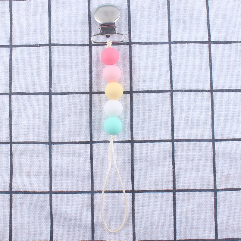 Cadena de pezón de silicona calmante Nuevo clip de hierro clip de pezón Dispositivo de molienda de dientes de bebé cadena anti-caída cadena anti-perdida