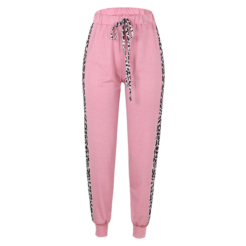  leopard stitching lace-up casual pants  NSKX5799