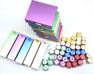 Metal multicoloured dice, 16mm