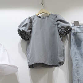 东大门2024夏季新款女装韩版格子衬衣学生短袖设计感上衣