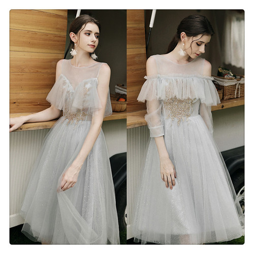 Robe de soirée Grey Bridesmaid Dress fairy long dress dress dress women