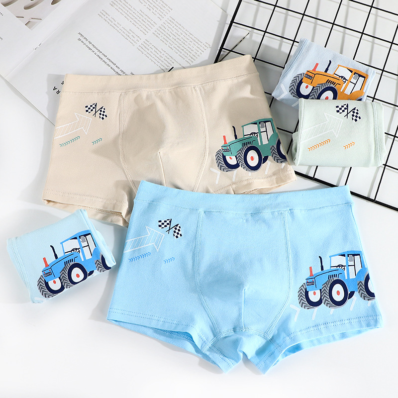 安吉鼠儿童内裤卡通小汽车男 中大童精梳棉四角短裤青少年平角裤|ms