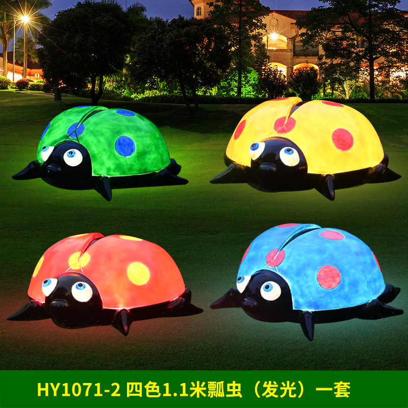 Al Aire Libre flor jardín paisaje simulación mariquita de siete estrellas escultura luminosa Villa patio césped decoración escarabajo adornos