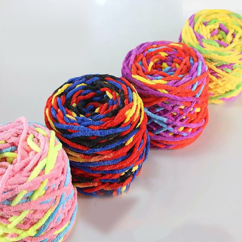 大团单股雪尼尔粗冰条线手工编织围巾玩偶坐垫勾鞋毛线厂家批发