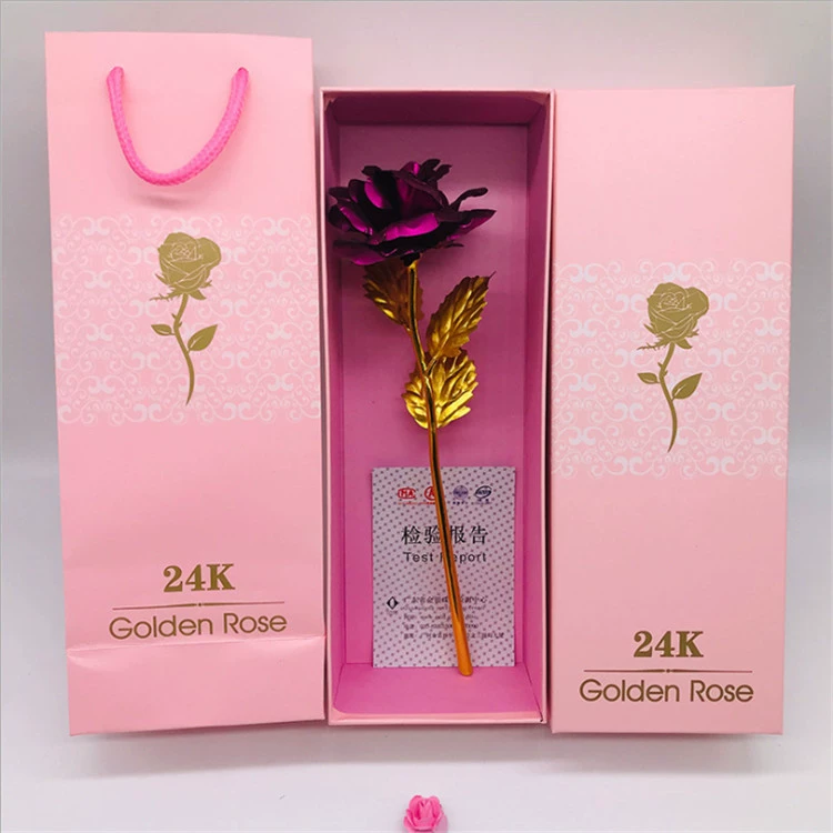 Золотистое покрытие розы, роза из 24K фольги, декоративная, в подарочной коробке, 25 см