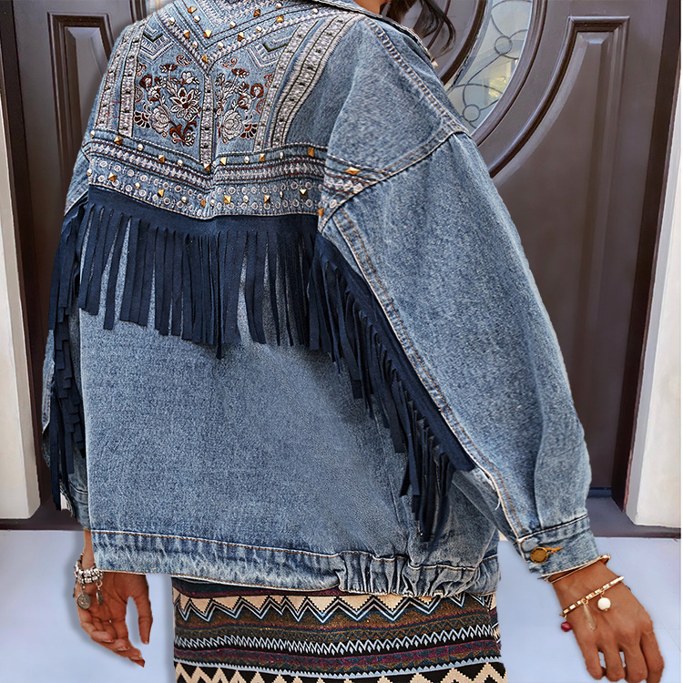 Fringed Stitching Denim Jacket NSWL104528