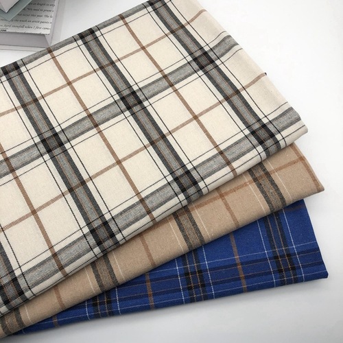 Factory Supply Color-Woven Velveteen Striped Check Fabric 21*21 Flannel Blouse Dress Unisex Children's Clothing Fabric