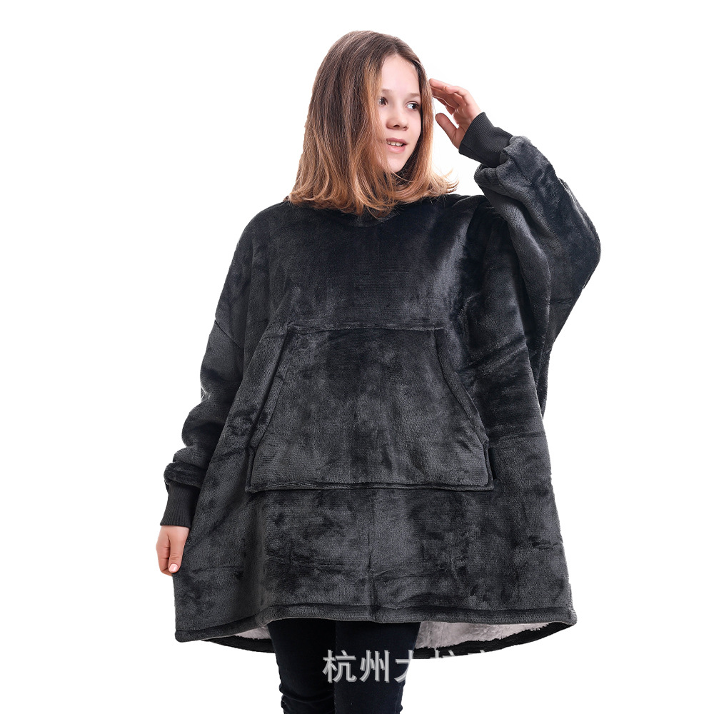 Sweater Women Plus Velvet Double-layer Autumn And Winter Warmth Thickened Hooded Hooded Home Casual Lazy Tv Round Neck Loose