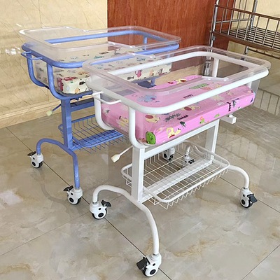 医院钢喷塑婴儿车 医用防溢奶可倾斜婴儿床 月子会所