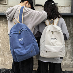 港風雙肩包男士大容量休閒韓版帆布大學生高中書包女時尚潮流背包