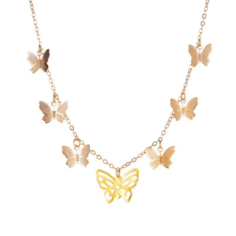 Spring summer popular accessories, personalized and minimalist, hollowed out 7 butterfly necklaces, fashionable_voghion.com