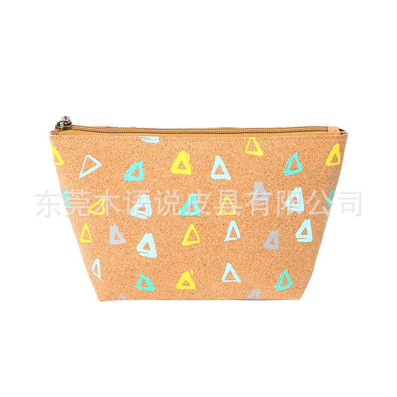 Designer Original cork Cosmetic Bag Creative cork Printed Clutch Bag Environmentally Friendly Portable cork Zipper Bag