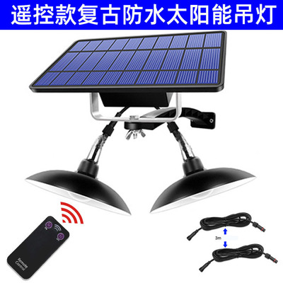 跨境電商專供 室外照明燈具 太陽能雙頭遙控複古庭院燈