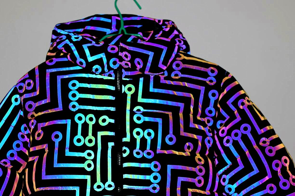 Herrenbekleidung bunter reflektierender Baumwollmantel mit abnehmbarer Kapuze und Baumwollmantel für Männer und Frauen_voghion.com