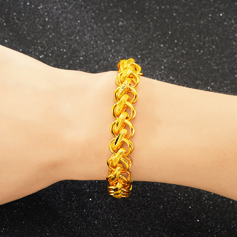 The domineering imitation 24k gold twist boss chain men's and women's bracelet Thailand chain sand gold net Red live hot style