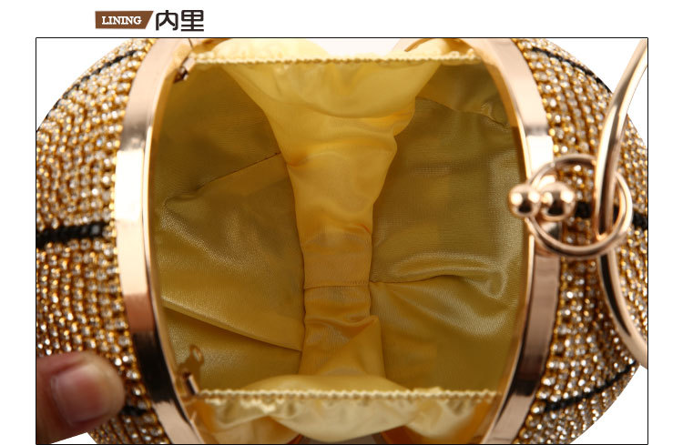 Creative Basketball Dinner Bag Handmade Diamond Evening Bag Spherical Clutch display picture 5