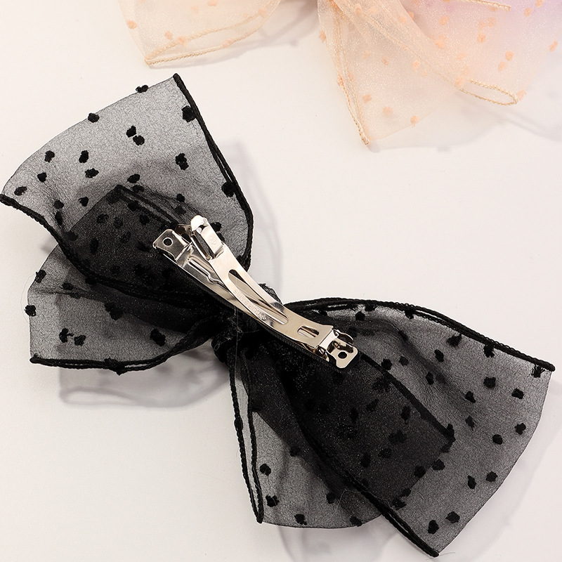 New Style Multicolor Spotted Mesh Ribbon Hairpin Bow All-match Style Hairpin Top Clip Wholesale display picture 15