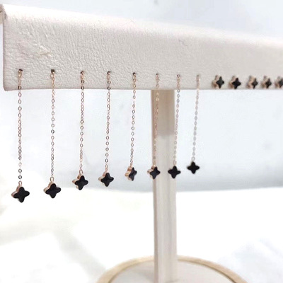 quality goods 18k Ear Studs lucky Clover Ear line Rose Gold Ladies Earrings Japan and South Korea fresh Jewelry