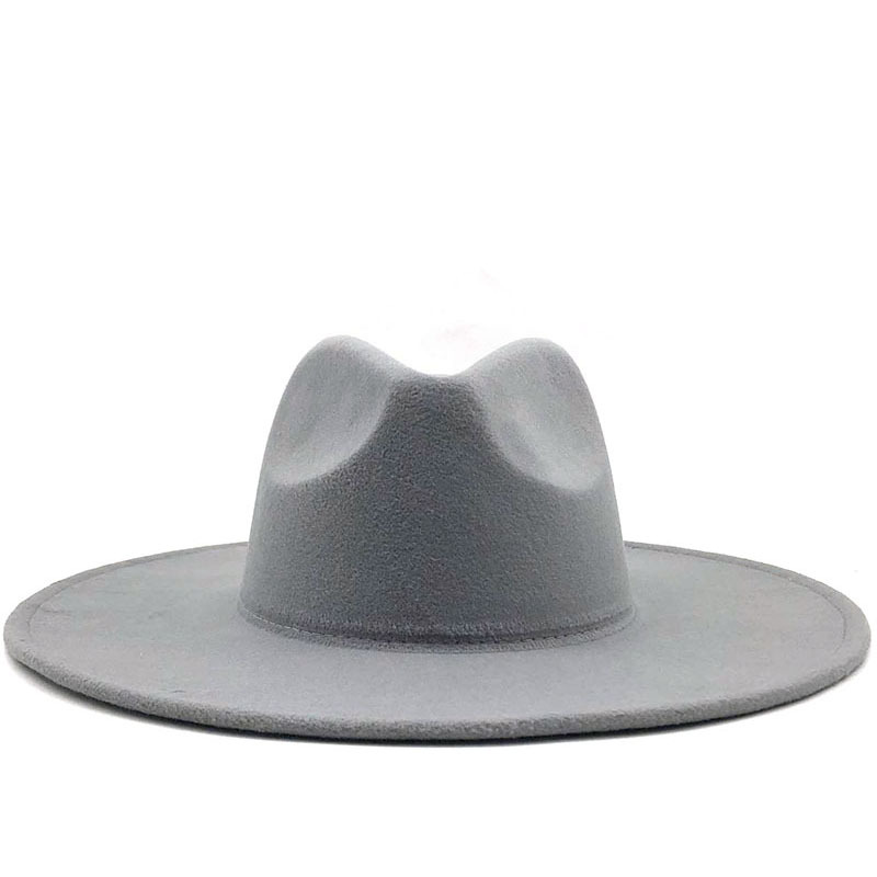 800g Weight Housewarming, Anniversary, Business, Wedding, Travel, Birthday, Festival Occasion Solid Color Pattern Unisex Gender Basic Style Khaki, Light Grey, Beige, Black Color Nihaojewelry Fashion Concave Shape Wool Woolen Big Brim Jazz Hat Wholesale 5