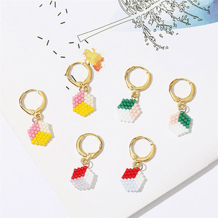 Geometric Water Drop Handmade Shell Beaded Earrings Trend Woven Crystal Earrings Jewelry Wholesale Nihaojewelry display picture 8