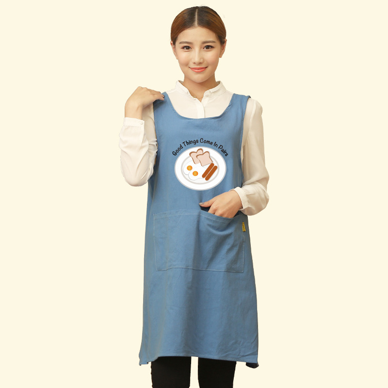 Delantal cocina del hogar camarero ropa de trabajo de estilo coreano de las mujeres de moda de los hombres lindos anti-fouling cintura de impresión de logotipo personalizado
