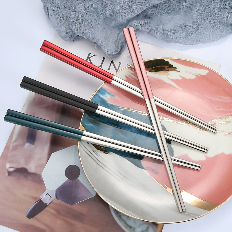 Chopsticks stainless steel, set, creative square tableware for hotel