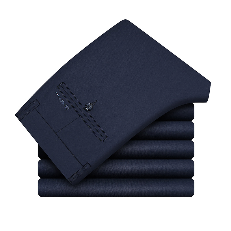 Pantalones casuales elásticos de mediana edad para hombres Tencel drapeado suave antiarrugas pantalones de oficina de calidad pantalones largos rectos de negocios