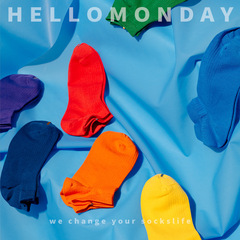 31054HELLO MONDAY Men's Short Socks Summer Thin Cotton Socks Cotton Candy Color Women's Boat Socks Classic Low Mouth