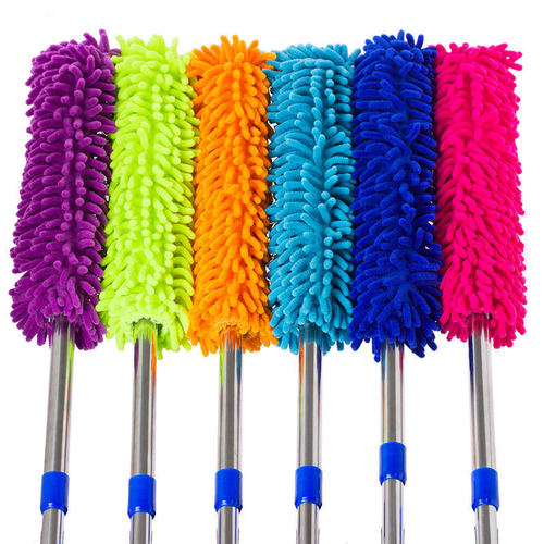 Chenille electrostatic dust removal feather duster household retractable curved car dust removal cleaning brush dust duster