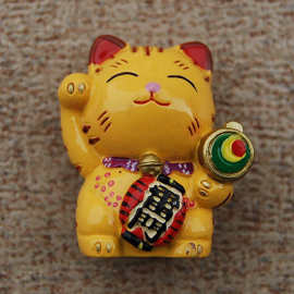 树脂招财猫动物冰箱贴3D立体图案纹路图案带吸铁石卡通冰箱贴