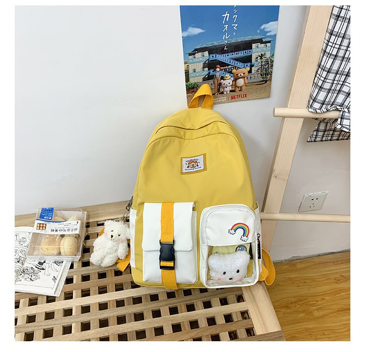 Korean Student Hit Color Backpack Soft School Bag display picture 58
