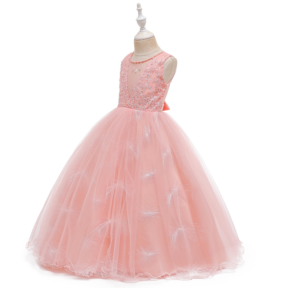 Robe De Princesse Enfants Robe Longue Mariage Fleur Fille Robe Gaze Pettiskirt Gros Nihaojewelry display picture 15