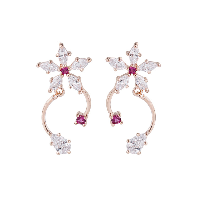 Boucles D&#39;oreilles Fleur D&#39;été 925 Argent Aiguille Mode Micro Incrustation Zircon Petite Fleur Boucles D&#39;oreilles Couleur Marguerite Fleur Boucles D&#39;oreilles display picture 8