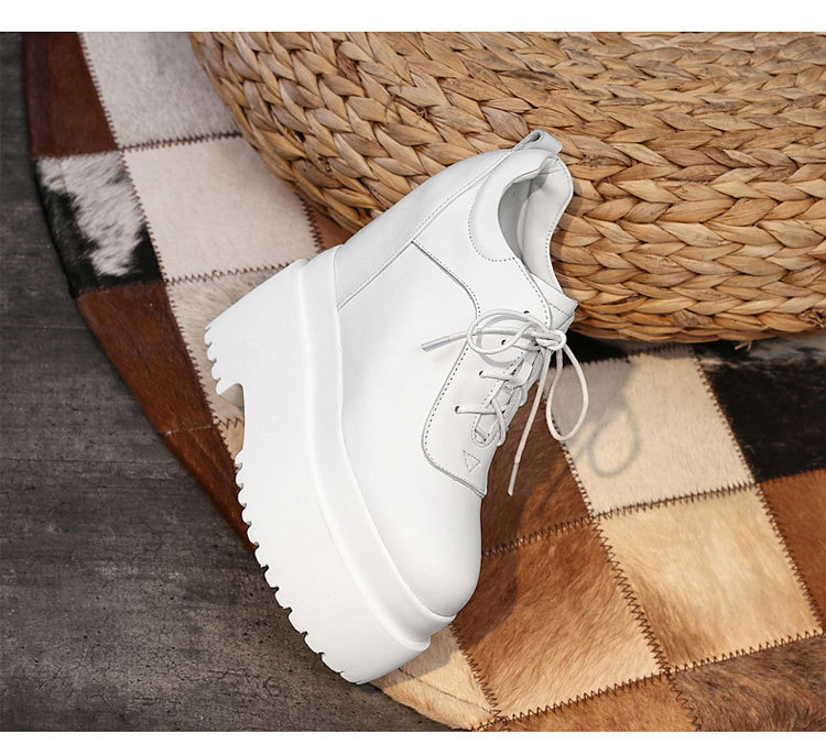 Giày sneaker nữ đế xuồng platform cao gót 16 cm dây buộc — màu đen chi tiết 9