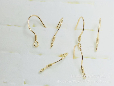 diy饰品配件 扁平带字钢印镀14K真金铜耳钩 手工耳饰耳环材料批发|ms