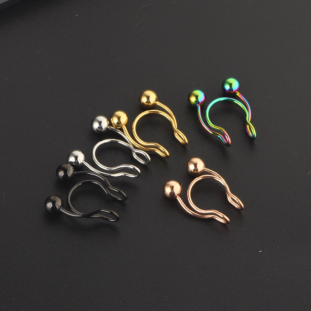8/10mm C-Shaped Antler Stainless Steel Nose Ring Nose Nail for Human Body Piercing Jewelry detail image 12