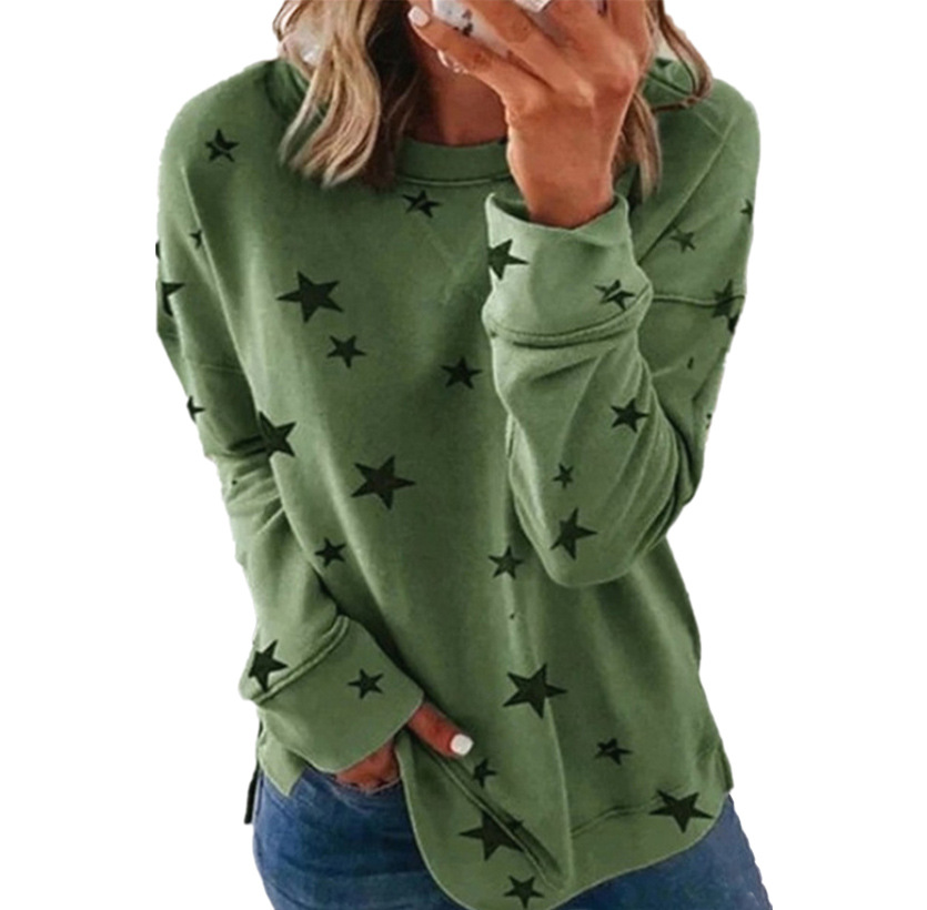 Five-Pointed Star Print Long-Sleeved Sweatshirt NSYHY105727