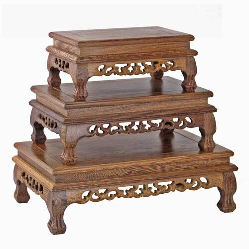 Solid wood ornaments wooden base, strange jade stone flower bonsai purple sand pot chicken wing wood rectangular base wooden base